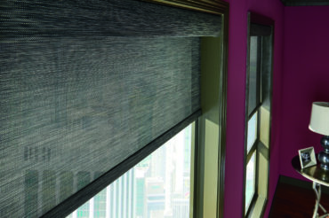 Graber solar shades in dark charcoal, available at The Blind Broker of Kansas City.