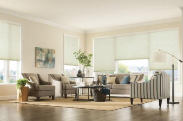 Cellular shades from The Blind Broker of Kansas City, featured in a contemporary home living space.