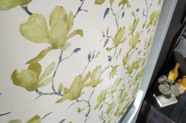 Custom floral fabric used in a set of window shades for a Kansas City Home, by The Blind Broker.