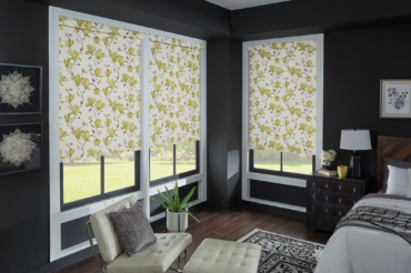 Custom floral shades in a contemporary Kansas City home, by The Blind Broker.