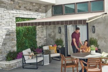 SunSetter striped awning